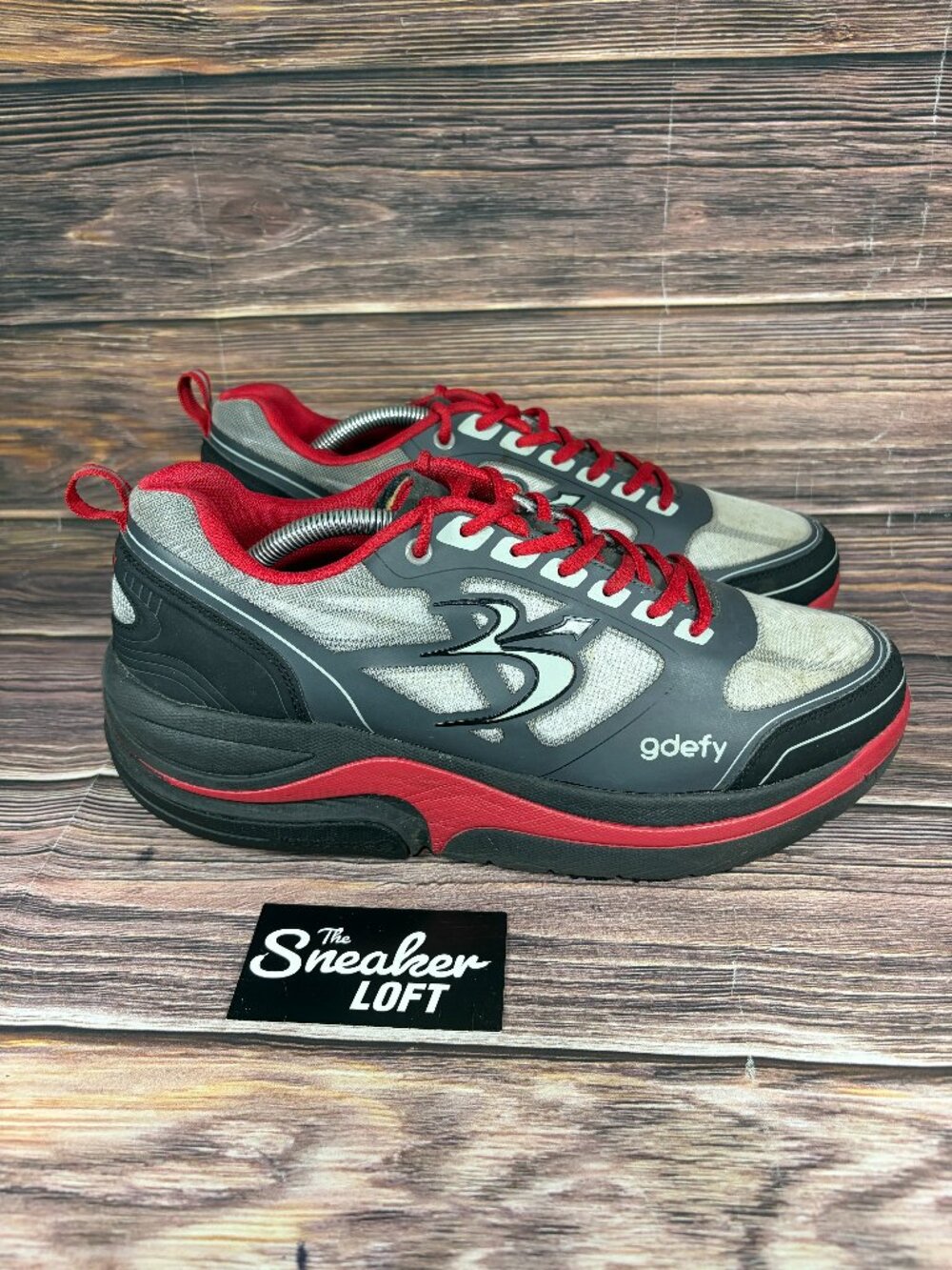 Gravity Defyer Men's G Defy Ion Athletic Comfort Walking Shoes Gray Red 11.5